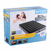 INTEX Кровать надувная DOWNY BED, (fiber-tech) встроенный ножной насос, 137x191x25см, ПВХ, 64762