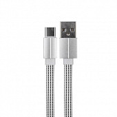 USB кабель tipe C 1m белый текстиль плоский шнур 18-1871 REXANT