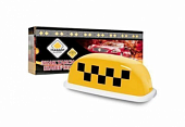 Знак на магните "Такси" Главдор Шашечки  с подсветкой "GL-384 "с подсв,4 маг.37х10х15см желтый больш