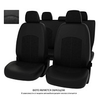 Чехлы Lada Granta 2011-2018 г. - Люкс 5 п/г дел. черная экокожа + черная алькантара *Оригинал*