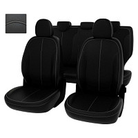 Чехлы Kia Soul II 2013-2019 г черный/отстрочка белая "Оригинал" PSV