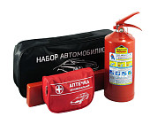 Набор автомобилиста "На техосмотр"(Аптечка/Огнетушитель/Знак А.О/Сумка ), Ограниченно годен