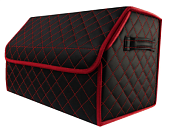 Автомобильный 3D Органайзер FOR CARS,чёрный/красная нить/красный кант, экокожа,размер M (50*30*30с