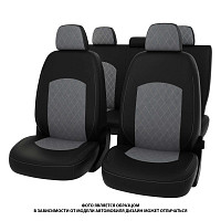 Чехлы Hyundai Santa Fe III 2012-2018 г.-РОМБ/отстр. серая,черная экокожа+серая алькантара "Оригинал"