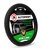 Оплётка руля со скосом, серия Eco-Line, премиальная экокожа, полностью плетёная, чёрный, разм. М