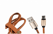 USB кабель tipe C 2A 1m кожаная оплетка коричневый 18-1897 REXANT