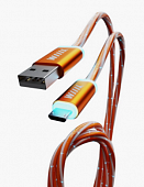 Кабель USB-Lightning светящийся оранжевый 1м WIIIX CBL710-UMU-10OGна упаковка не верно указан МИКРО