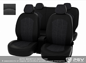 Чехлы Nissan Tiida II 2015-2018 г. - черная экокожа + т.серая алькантара "Оригинал"