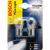 BOSCH Комплект ламп накаливания блистер 2шт P21/4W 12V 21/4W BAZ15d Pure Ligh